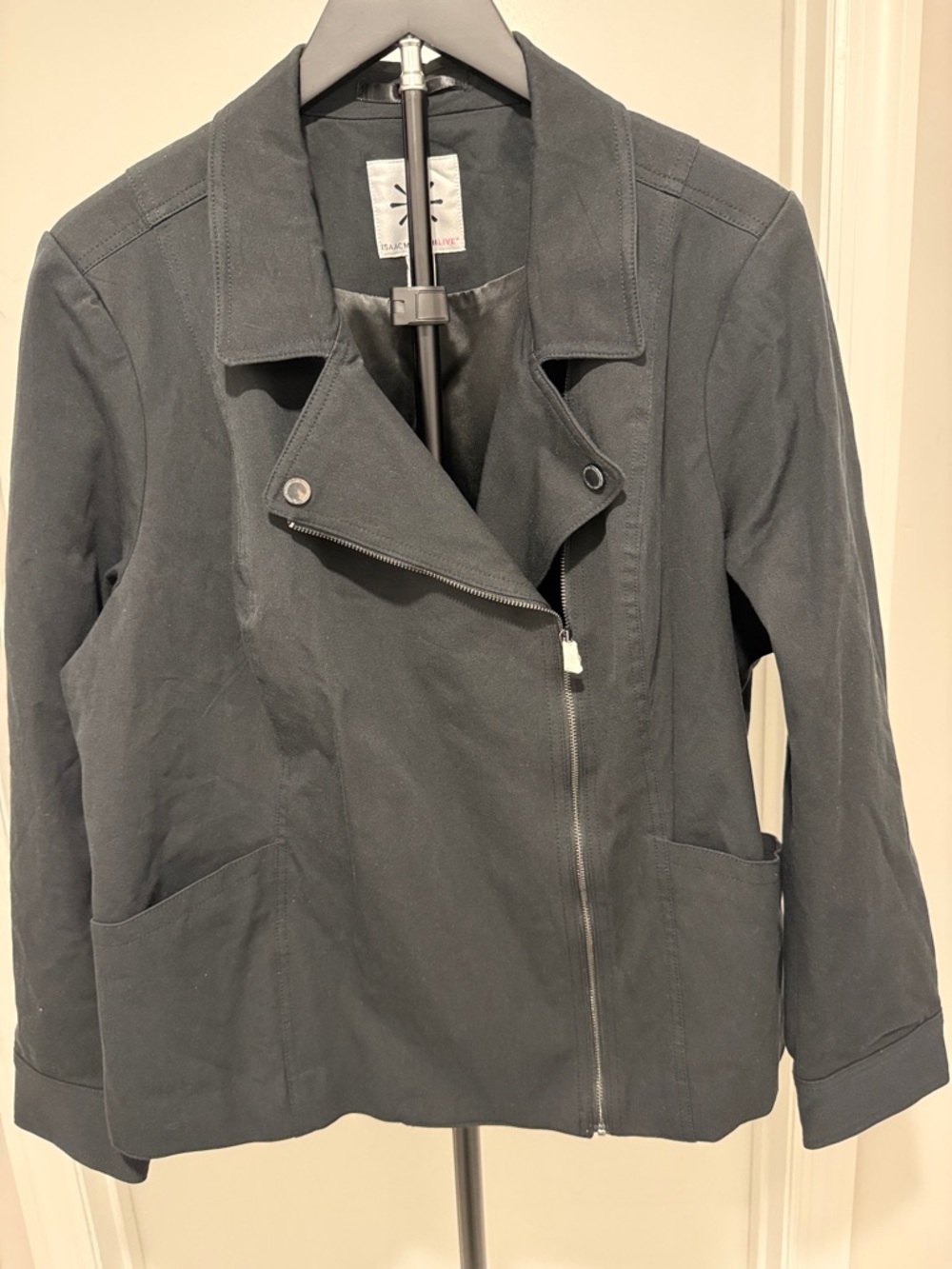 Isaac Mizrahi Black Asymmetric Zip Jacket